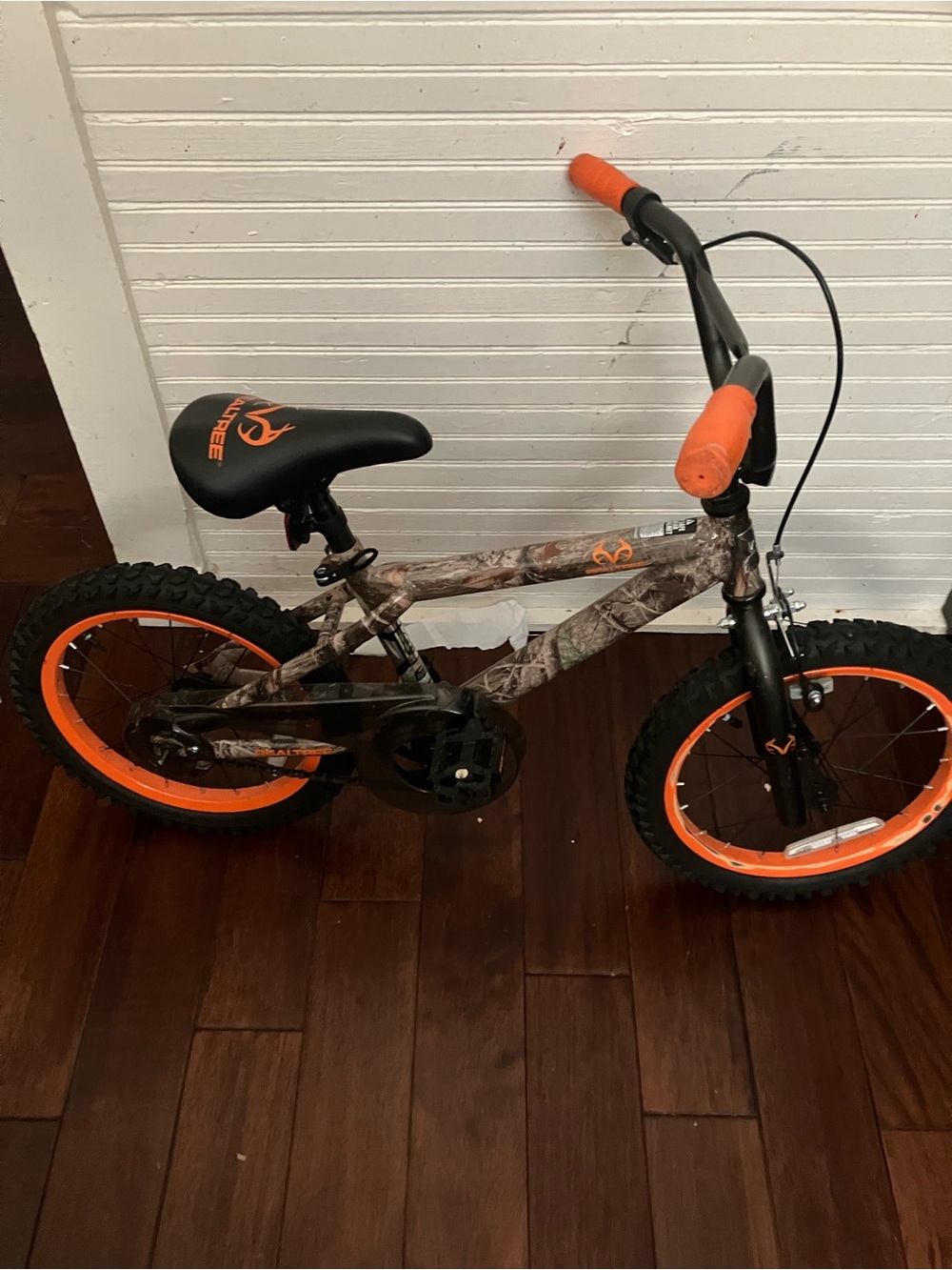 HUF Kids Camo Frame Bike with Bright Orange Accents